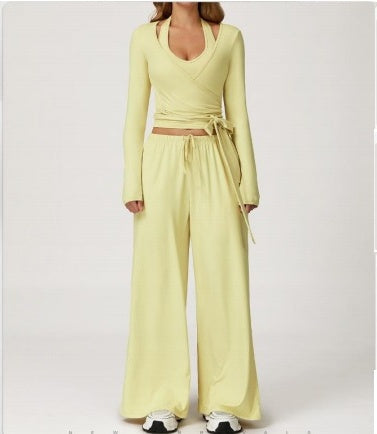 WRPD wide-leg pants in brushed nylon-elastane, high waist with a wide flowing leg